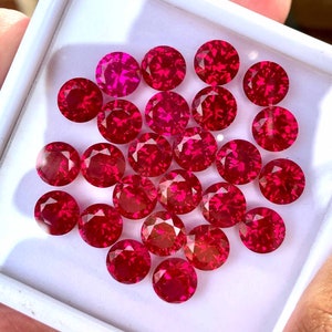 50 Pcs Natural Flawless Mogok Red Ruby Round Cut Loose Gemstone Certified-Wholesale Loose Gem-AAA Top Quality Ruby-Ring & Jewelry Making zdjęcie 5
