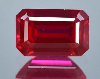 9x11 MM Natural Flawless Mozambique Pigeon Blood Red Ruby Emerald Cut Loose Gemstone Certified-Ring & Jewelry Making Gem-AAA Top Quality Gem