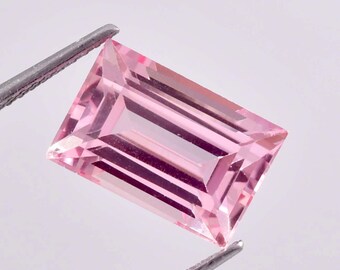 Rare 6.00 Ct Natural Flawless Pink Morganite Emerald Cut Loose Gemstone Certified 7x11 MM/AAA+ Top Quality Gem/Ring & Jewelry Making Gems