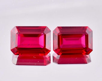 1 Pair Natural Mozambique Pigeon Blood Red Ruby Emerald Cut Loose Gemstone GIT Certified/AAA+ Top Quality Ruby/Ring & Jewelry Making Gem