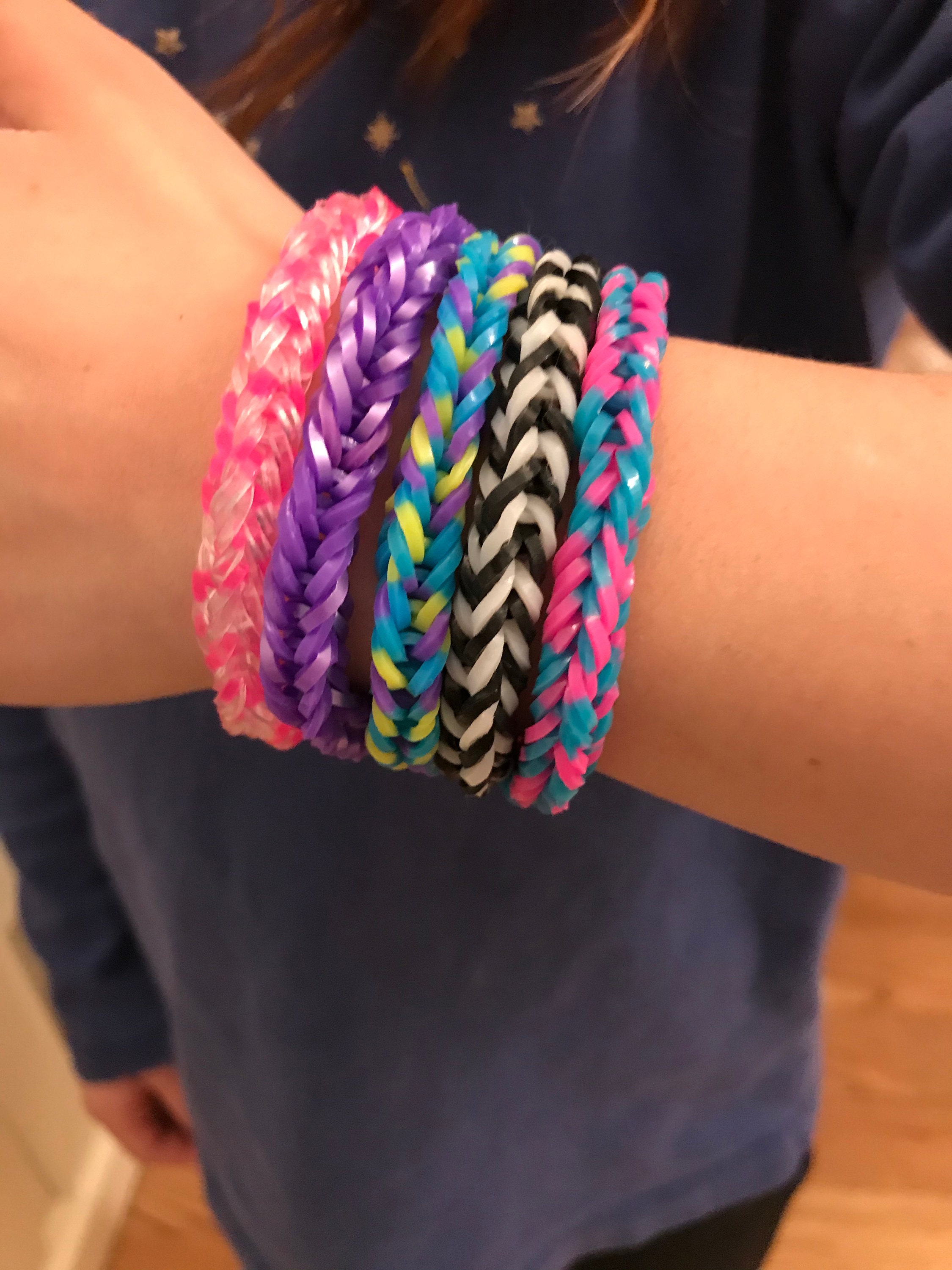 Rainbow Loom Single Chain Bracelets with Charms