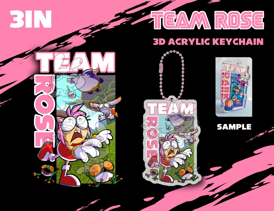 Team Rose 3in Acrylic Keychain: Sonic Heroes, Amy Rose, Big the