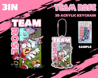Team Rose 3in Acrylic Keychain: Sonic Heroes, Amy Rose, Big the Cat