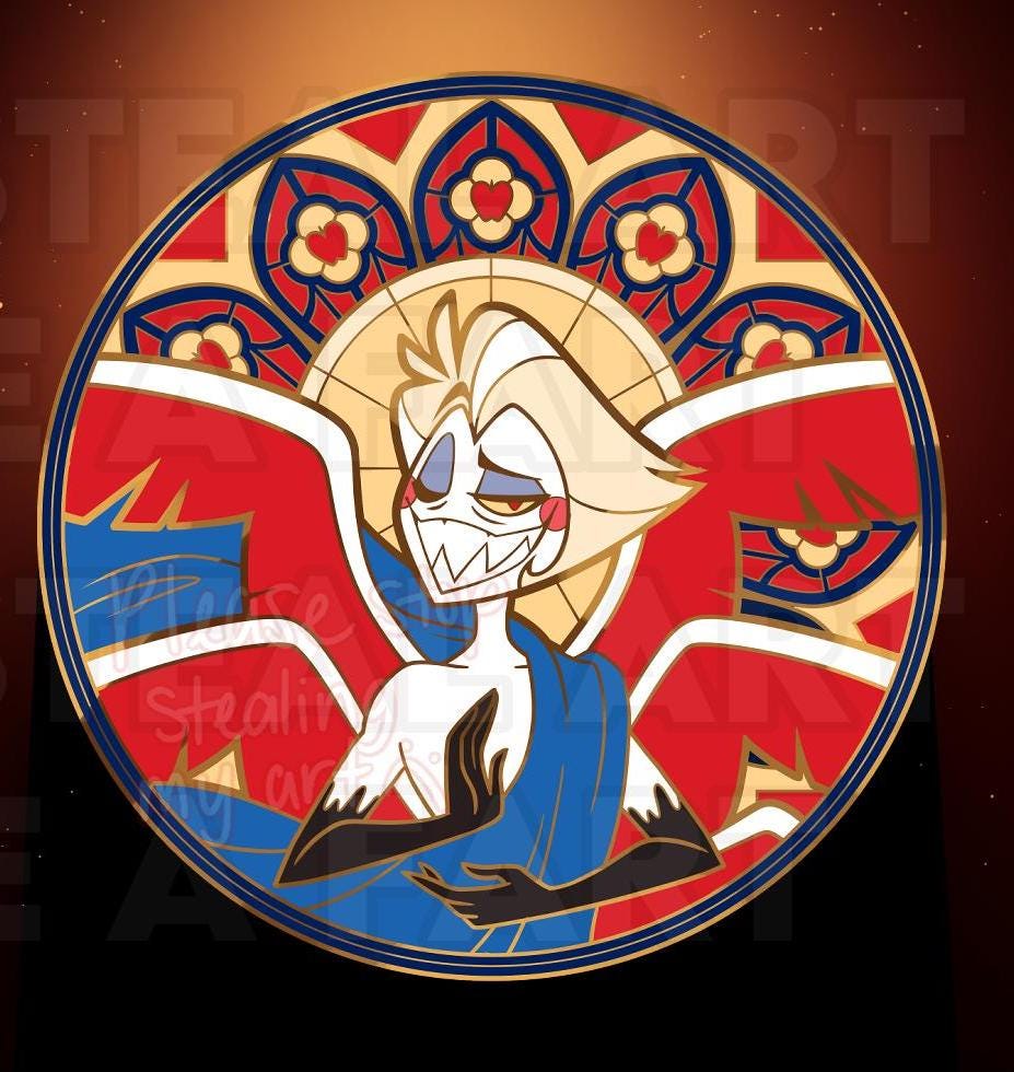 B GRADE Unholy Trinity Angel Lucifer Hazbin Hotel Enamel Pin With