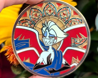 B GRADE Unholy Trinity Angel Lucifer Hazbin Hotel Enamel Pin with Stained Glass Enamel
