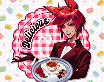 B Grade Butler Alastor Pin | Hazbin Hotel Maid Cafe, 3in Enamel Pin