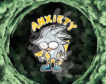 PRE-ORDER Silver the Hedgehog Anxiety Charm Keychain 2.5in