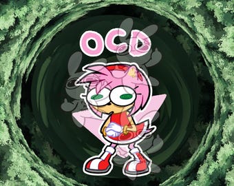 PRE-ORDER Amy Rose the Hedgehog OCD Obsessive Compulsive Disorder Charm Keychain 2.5in