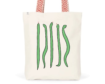 Snake embroidered totebag - Ethnic organic cotton totebag - Thick bag with snake print inside pocket