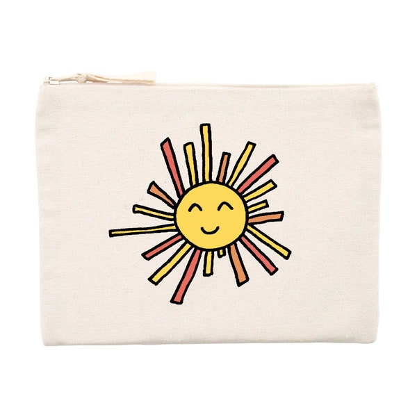 Trousse soleil, pochette zippée en coton et polyester recyclé éco-responsable, trousse imprimée 21,5 cm x 16 cm - sous le soleil exactement