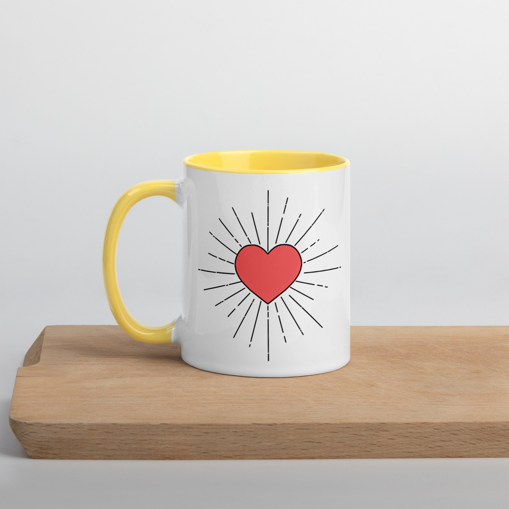 Mug en Céramique Blanc Brillant avec Intérieur Coloré - à Coeur Vaillant Rien d'impossible