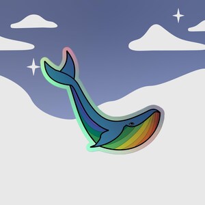 Adesivi olografici balena arcobaleno - Adesivo tagliato su misura - Adesivo olografico o classico lucido