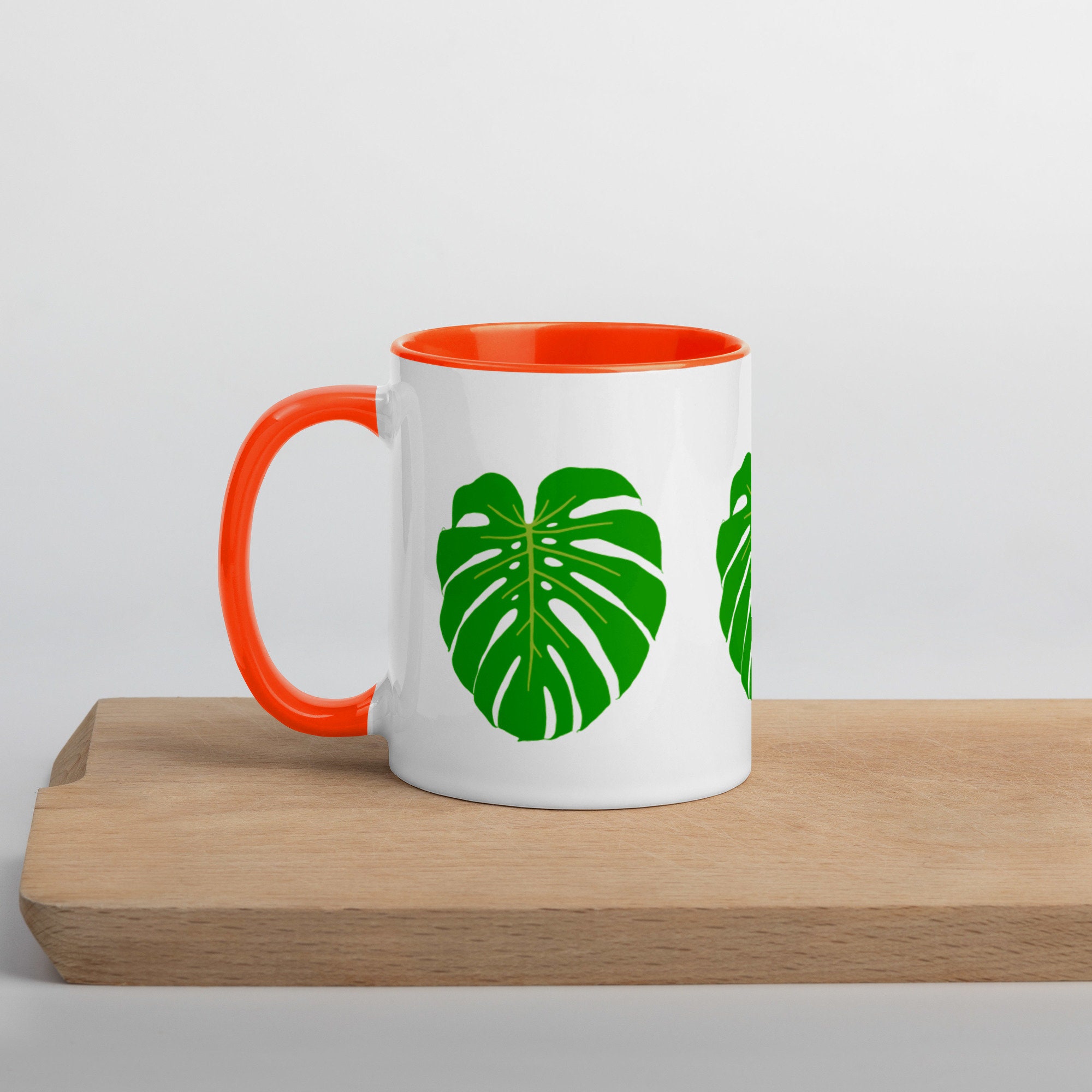 Mug en Céramique Blanc Brillant à L'intérieur Coloré - Monstera Deliciosa