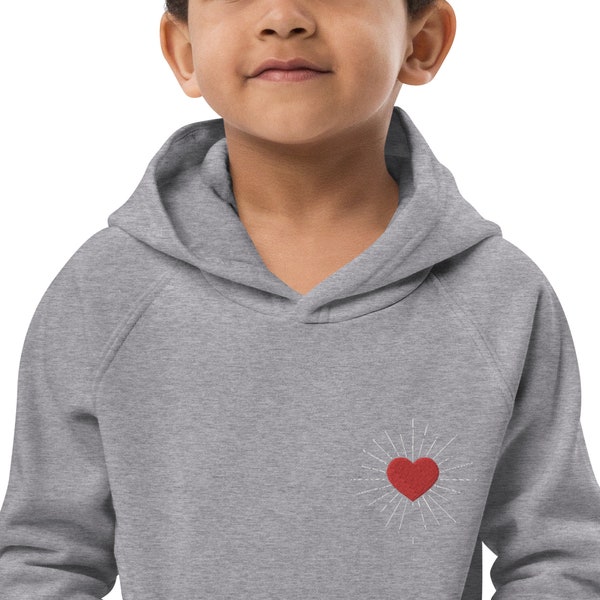 Pull brodé cœur sacré - Sweat à capuche écologique pour enfants - coeur sacré