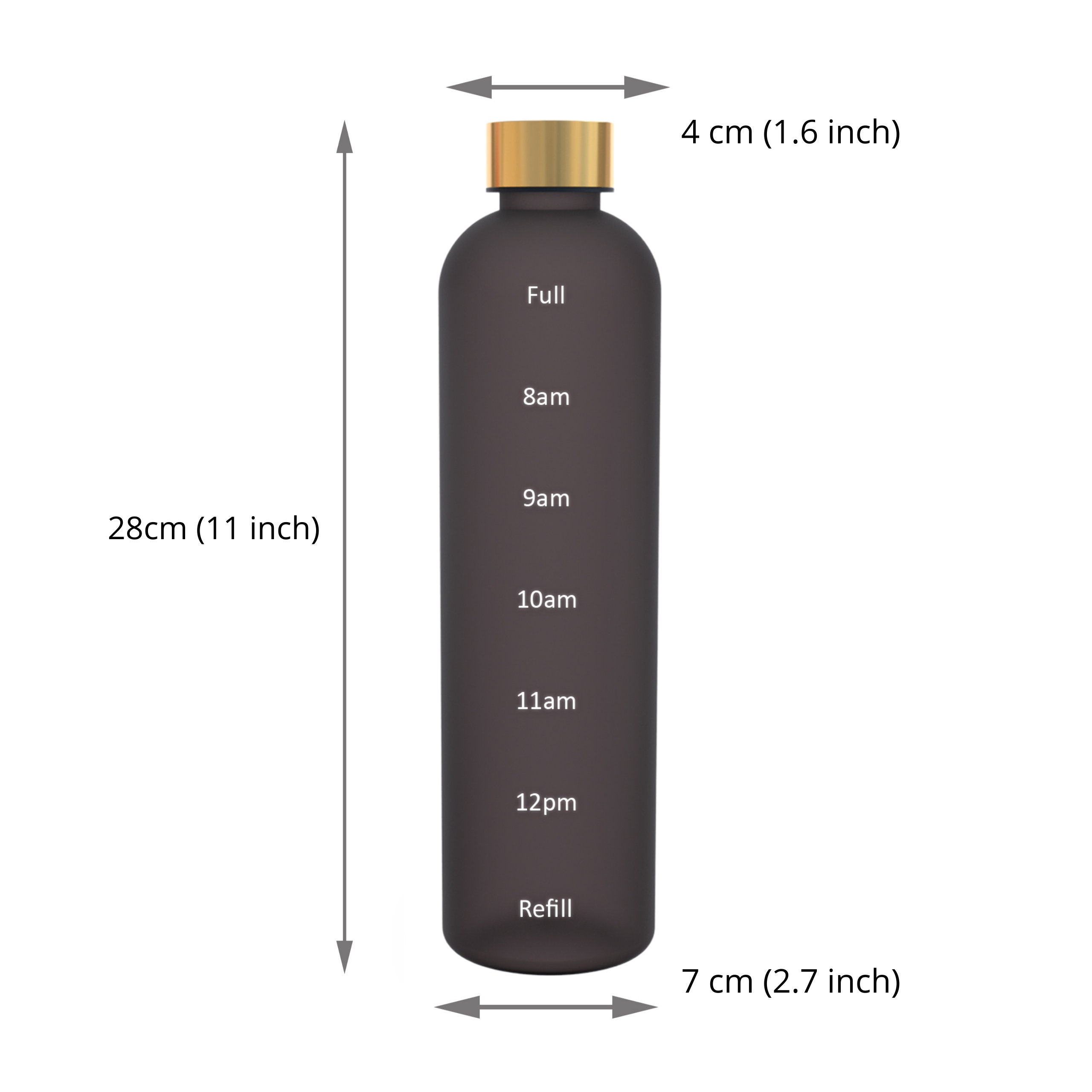 large water bottle with time markings