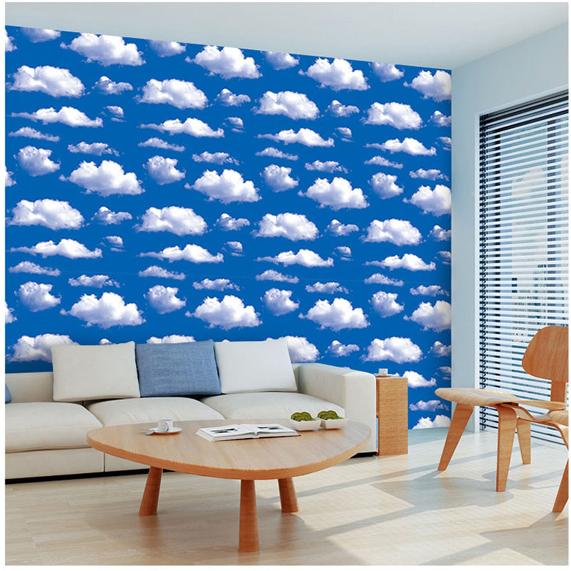 PVC Self Adhesive Wallpapers 3D Blue Sky White Clouds Etsy