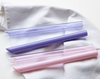 Reusable Borosilicate Glass Bubble Tea Straw: Pink & Purple