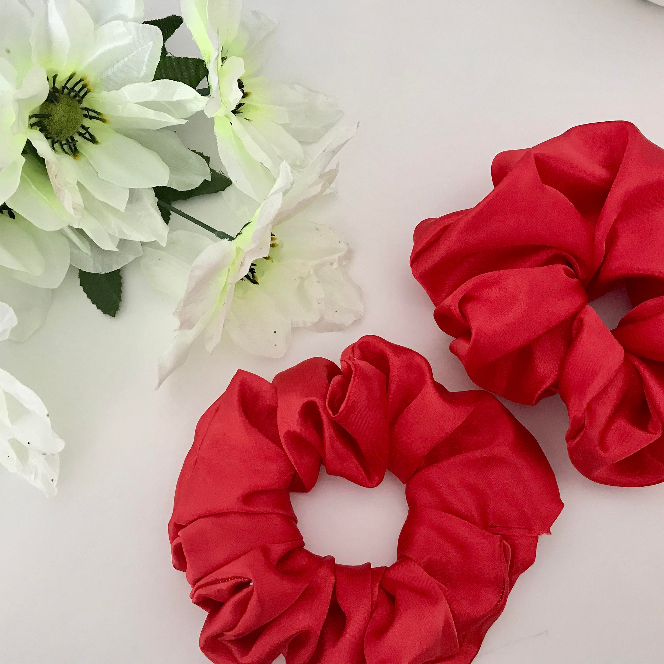 Luxury Red Silky Scrunchie Handmade - Etsy