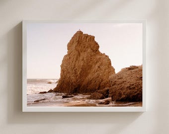Coastal Rock Wall Art, Ocean Cliff Photography Print