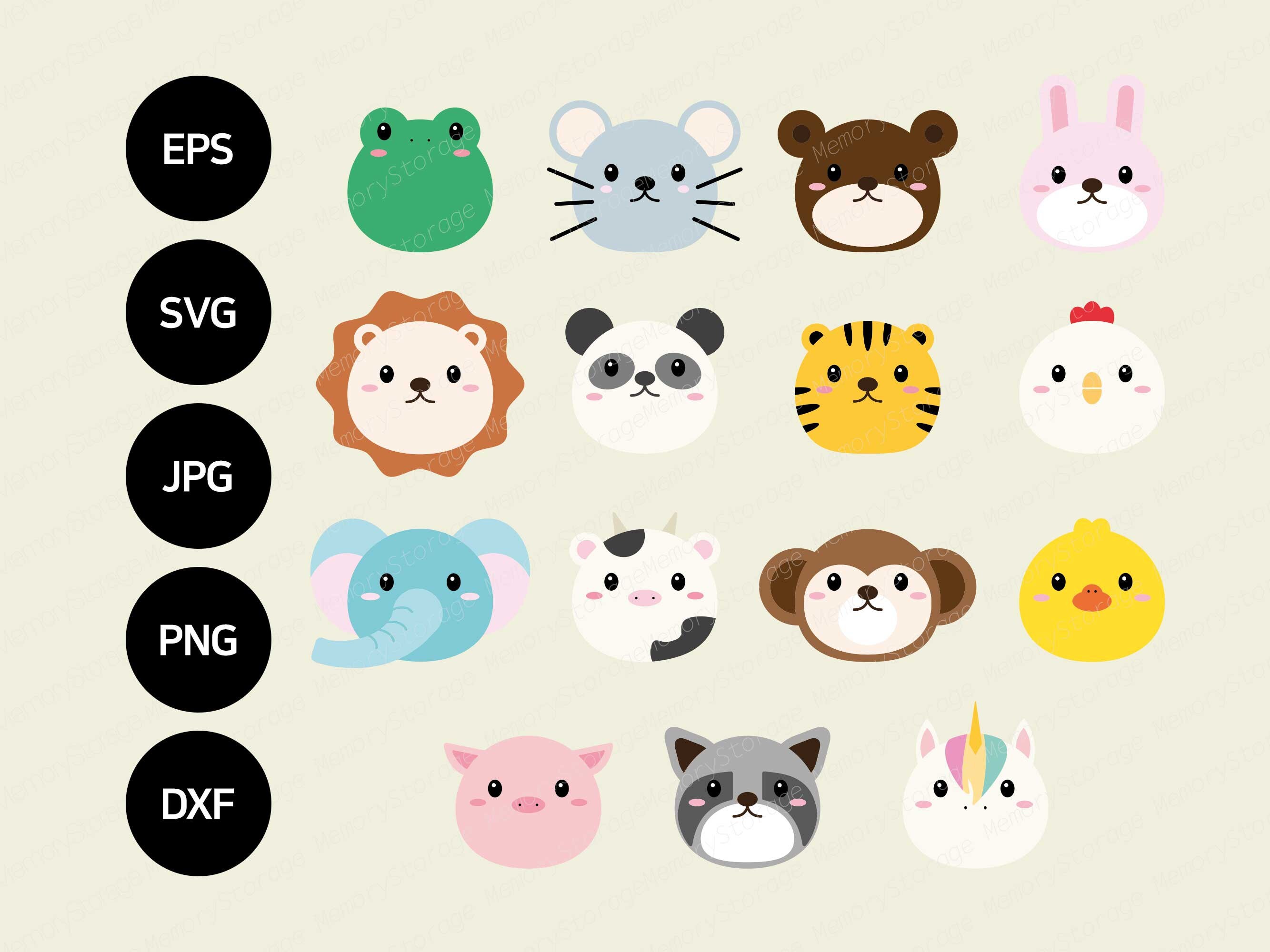 15 Animal SVG Bundle Farm Animal Face Bundle Pack SVG for Etsy
