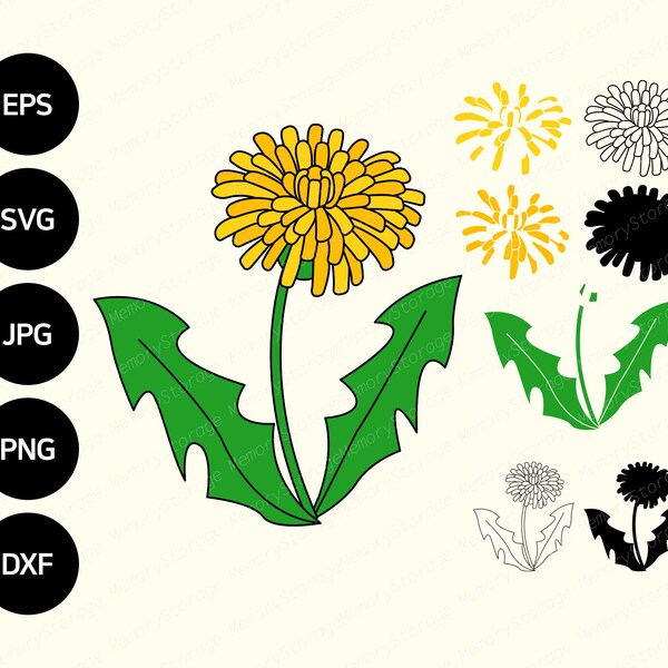 Dandelion SVG Cut Files for Cricut | Spring Flower PNG for Tumbler | Yellow Flower Clip Art for silhouette Cameo | Dandelion Petal Vector