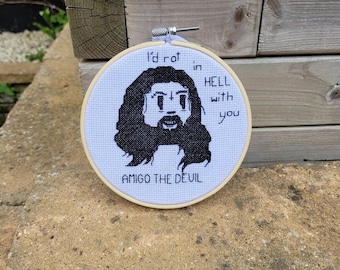 Amigo the devil cross stitch pattern - I'd rot in hell with you / modern cross stitch
