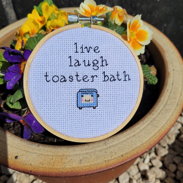 Live laugh toaster bath pattern / funny cross stitch /snarky cross stitch