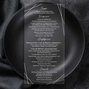 Acrylglas Menükarte/ Speisekarte / Tischdekoration / Plexiglas / Hochzeit / Feier Menükarte / Tischdekoration / Hochzeitsdekoration Elegant