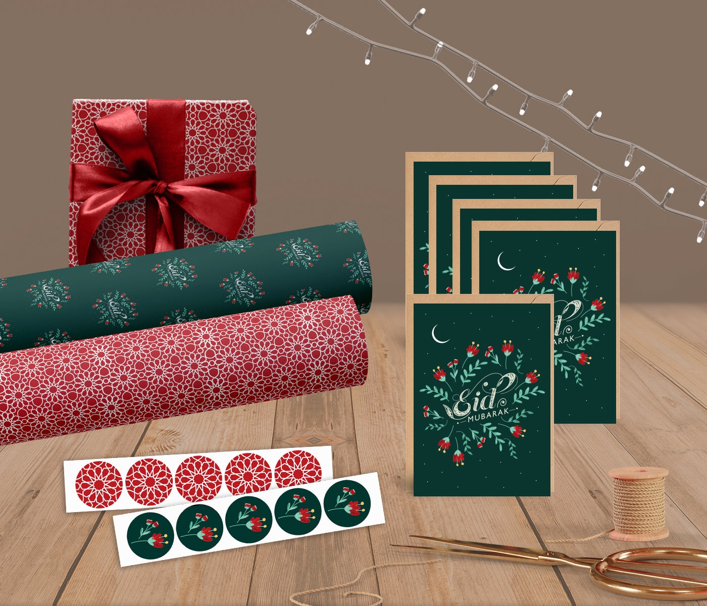 Eid Wrapping Paper Bayram Gift Set Green Packaging