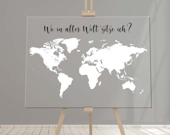 Plan de salle du bureau d’enregistrement des fiançailles de mariage en verre acrylique / Plexiglas / Décoration de mariage / Carte du monde