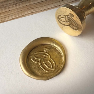 Selbstklebendes Wachssiegel / Ringe / Aufkleber /  Hochzeitswachssiegel / Altgold