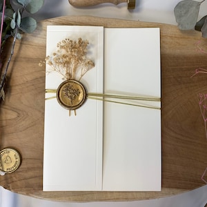 Handgemaakte enveloppen van hoge kwaliteit met lakzegel en bloemen - ideaal voor bruiloften / Dügün Davetiye Zarfi