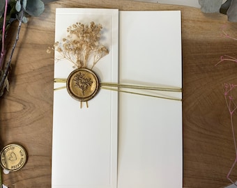 High quality handmade envelopes with wax seal and flowers - ideal for weddings / Dügün Davetiye Zarfi