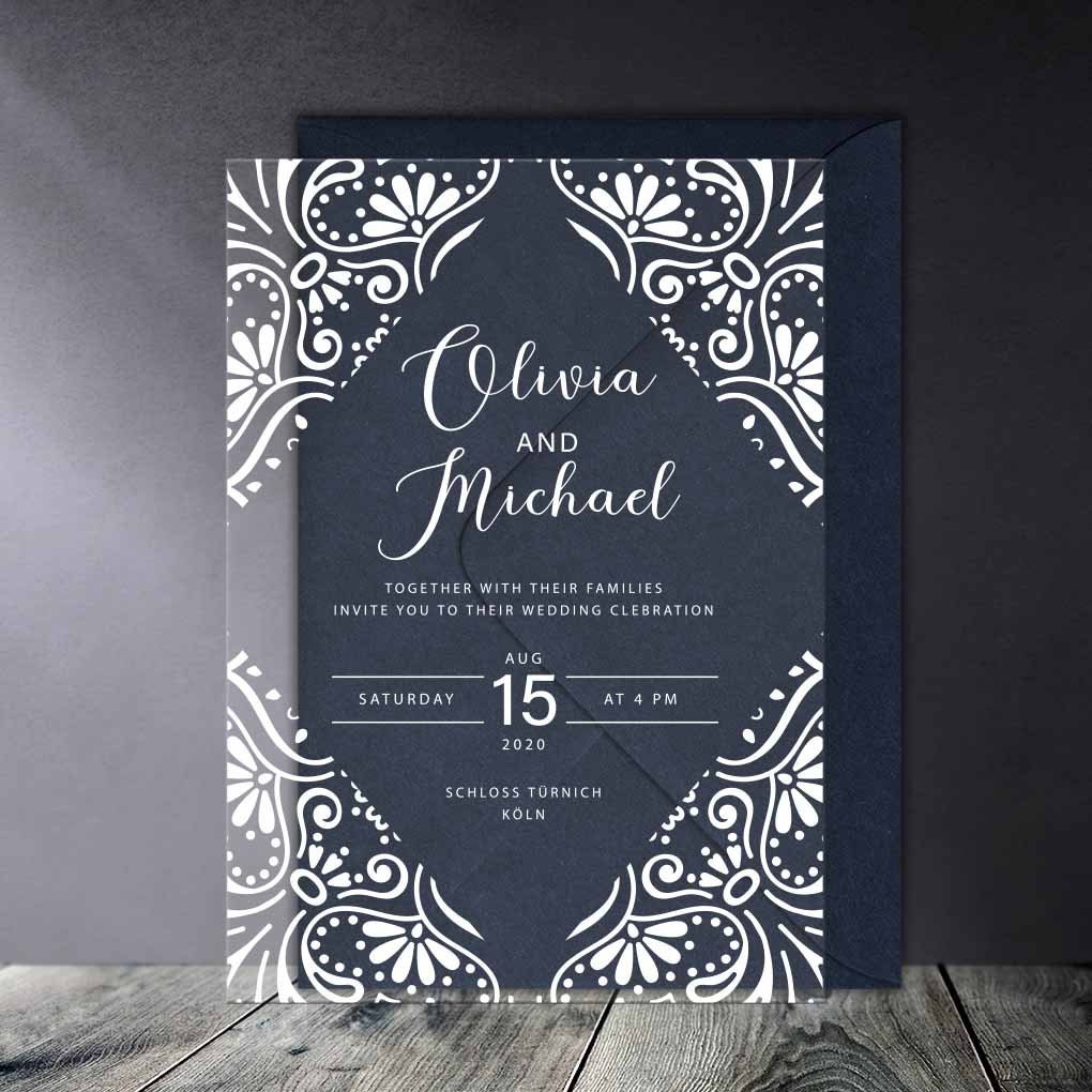  Bl4ckPrint Invitation Cards Acrylic Glass for Wedding