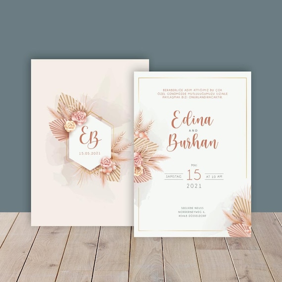 Beautiful pastel colors wedding card Dügün Davetiyesi wedding card wedding card invitation wedding Save the Date