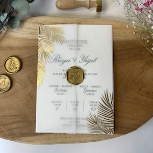 Hochwertige handgemachte Kuverts mit Einladungskarten inkl. Wachssiegel und Blumen - ideal für Hochzeiten / Dügün Davetiye Modeli