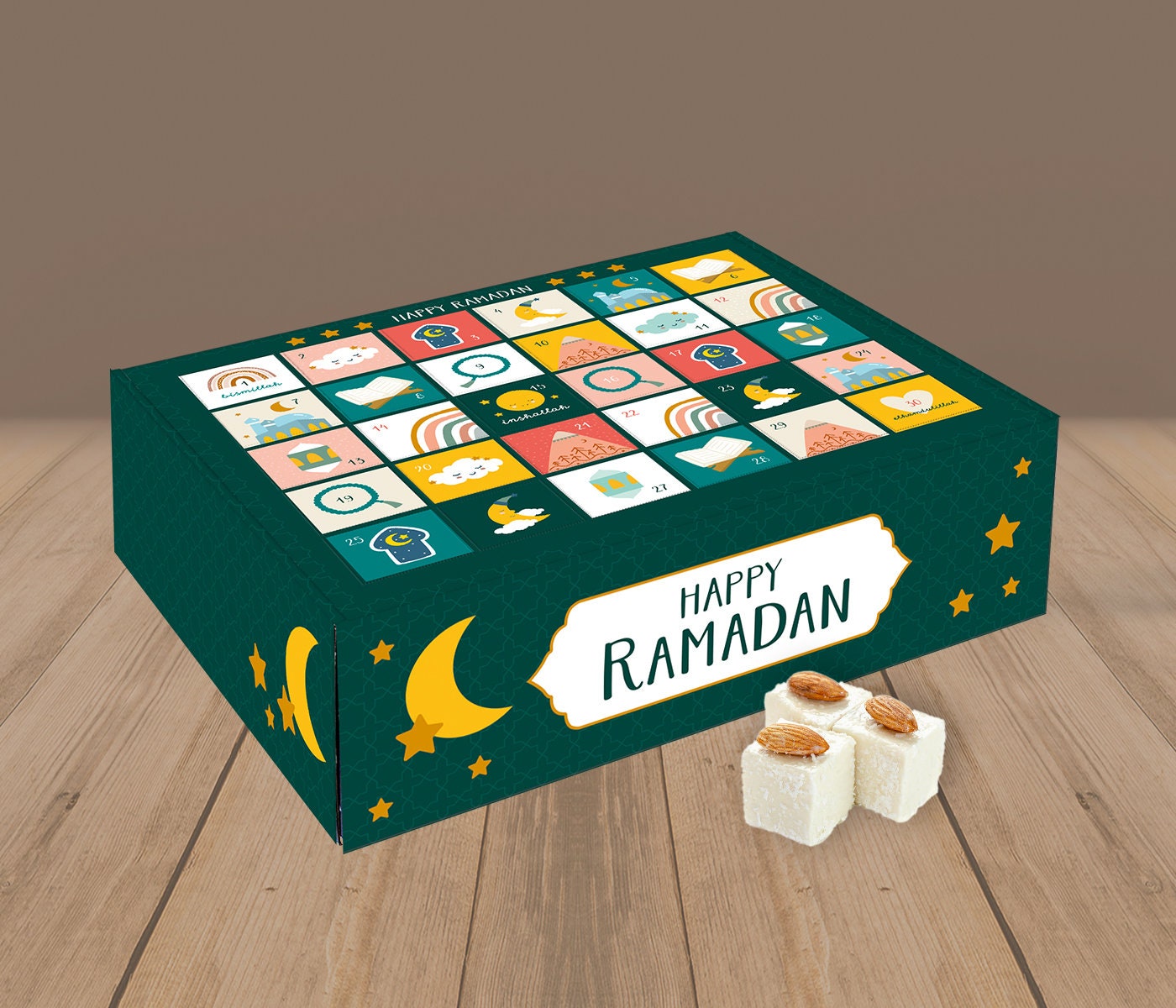 MIJOMA Ramadankalender zum Befüllen - 30 bunte Geschenkschachteln