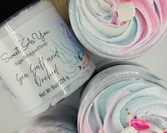 Sea Salt & Orchid Sugar Whipped Soap: Exfoliating Avocado Oil Blend