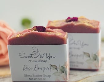 Rose Bouquet Artisan Soap: Floral Scented Shea Butter Soap
