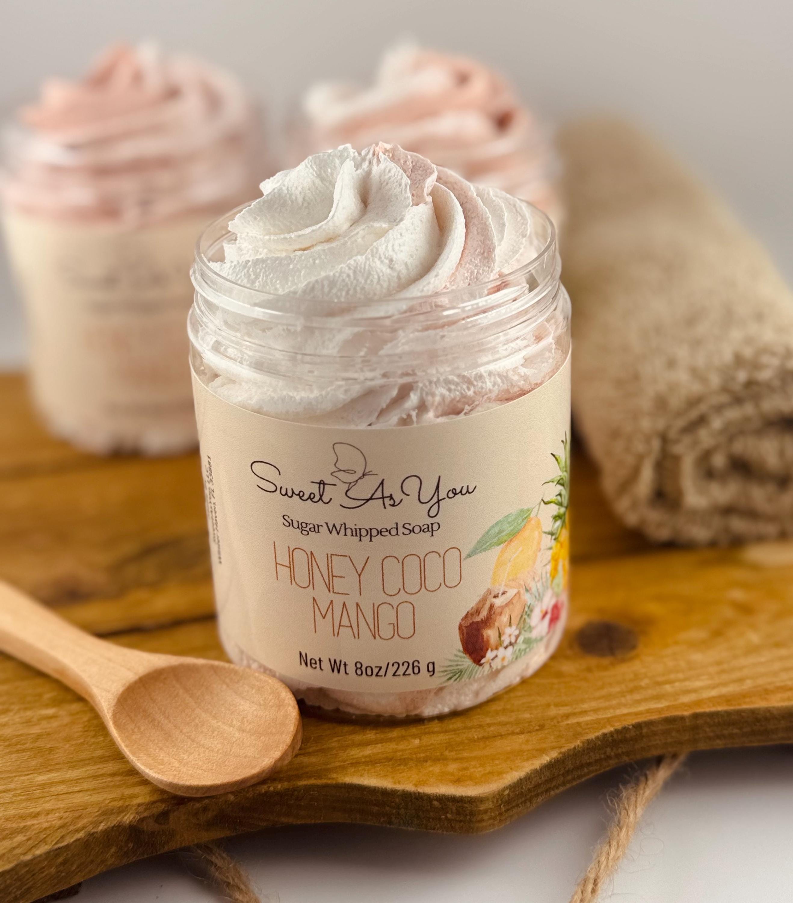 New Coconut Mango Sugar Scrub Soap, Creamy Soap, Sugar Whipped Soap, Creamy Fruity Sugar Whipped Soap, Summer Soap.