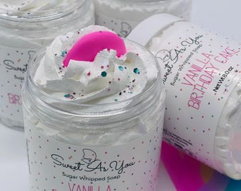 Vanilla Sugar Soap, Sugar Whipped Soap, Gifts for her, Happy Birthday gift, Gift for her, Vanilla Birthday Cake sugar soap