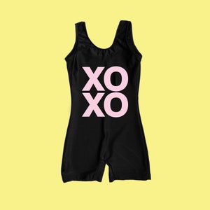 XOXO Girls Gymnastics Leotard, Personalized Unitard, Dance Leotard, Personalized Bodysuit, Graphic Unitard, Graphic Leotard, Toddler, Kids