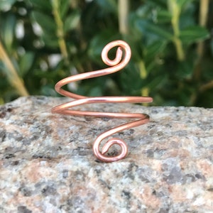 Handmade jewelry,  copper swirl ring, adjustable wire wrap ring, birthday gift for her, simple ring, spiral copper wire ring