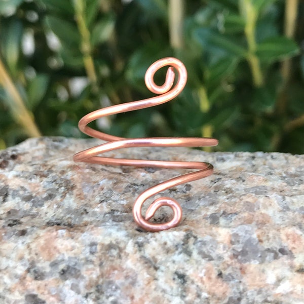 Handmade jewelry,  copper swirl ring, adjustable wire wrap ring, Valentine’s Day gift for her, simple ring, spiral copper wire ring