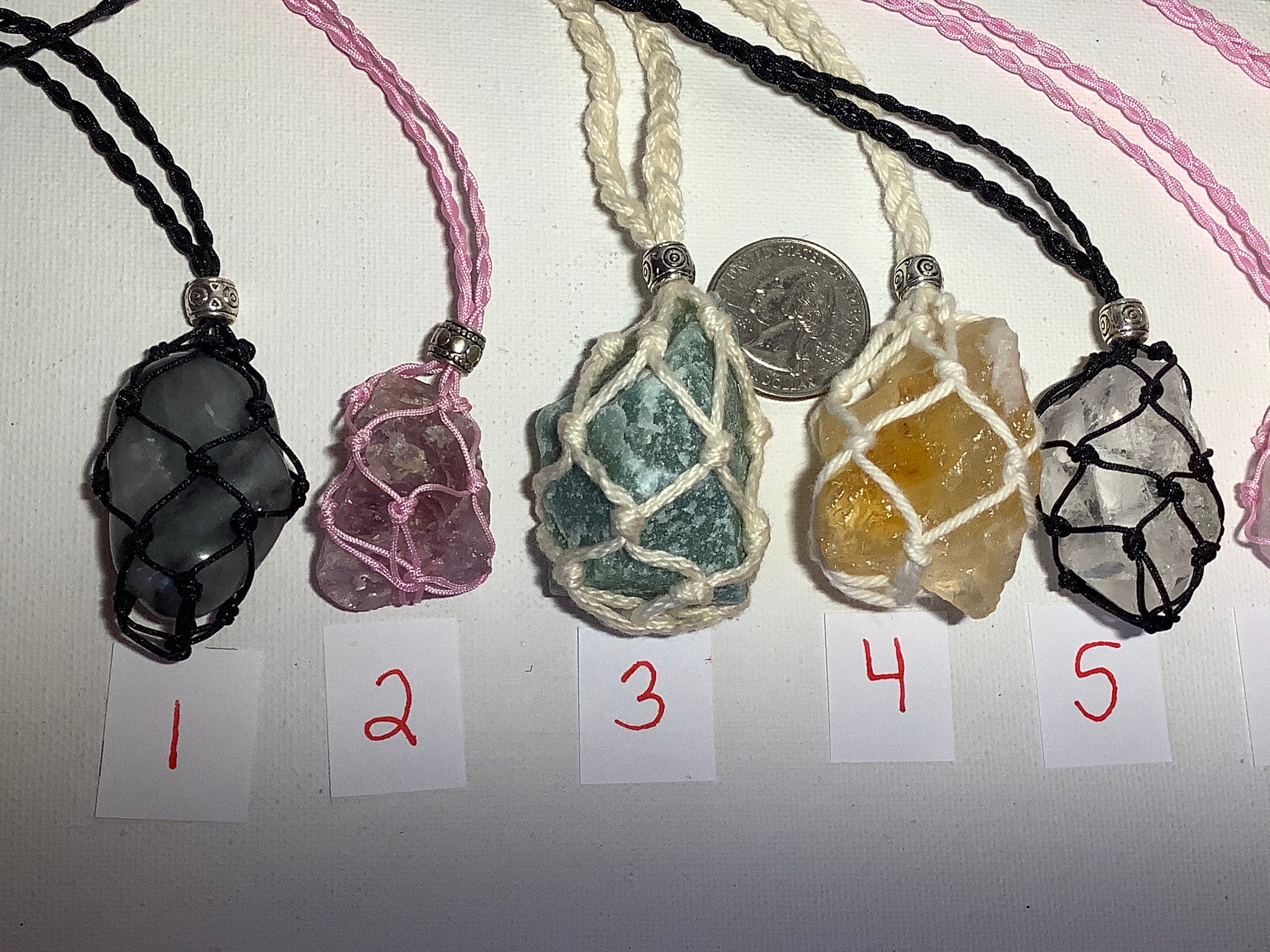 Macrame crystal holder necklace – WitchLab