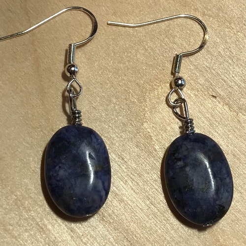 Sodalite dangle earrings, crystal gemstone authentic earrings, blue dangle earrings, gift for her mom, handmade minimalist earrings, mothers day gift