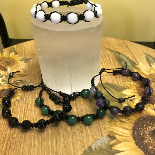 Shamballa bracelet for woman, amethyst healing gemstone bracelet, adjustable macrame bracelet, beaded bracelet, handmade beaded