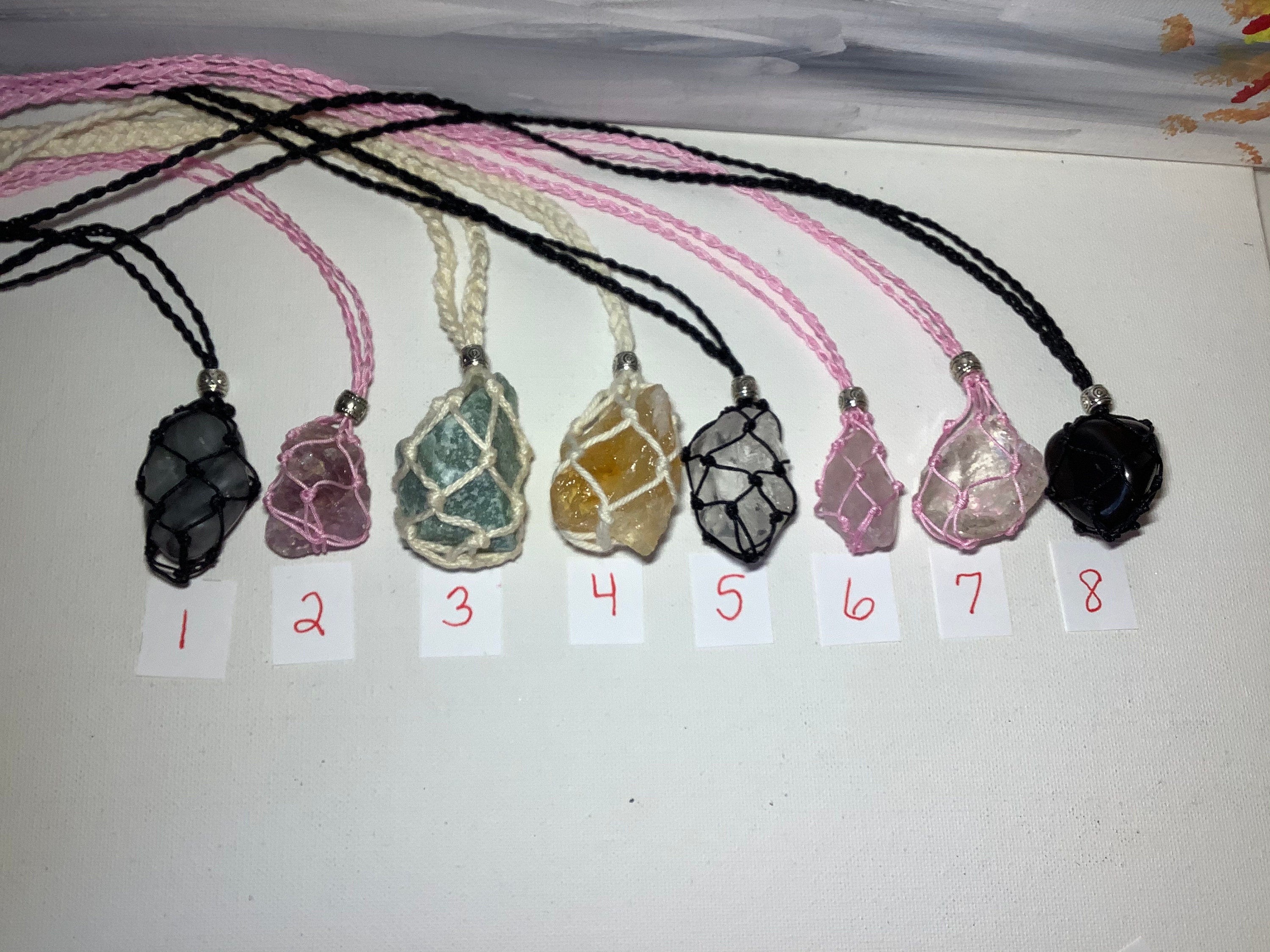 Crystal Stone Holder Necklace 7 Pcs Natural Jewelry Gift For Women Men  Pendant