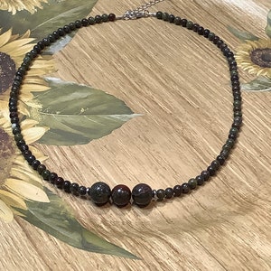 Crystal necklace beaded, dragon blood beaded necklace, handmade gift him, goth necklace,  gift for man