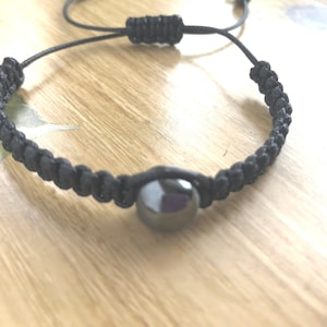 Hematite bracelet, handmade jewelry bracelet bead, macrame gemstone bracelet, gift for women, string bracelet, gift for teenage girl